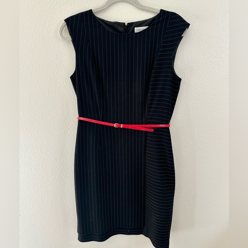 Pinstripe chic work dress